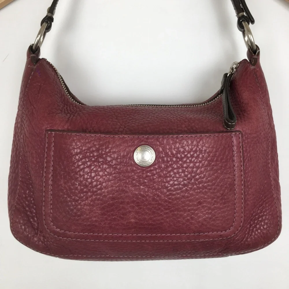 Coach Burgundy Chelsea Pebble Leather Hobo Shoulder Bag Purse